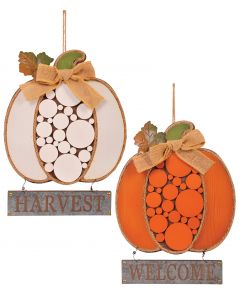 Pumpkin Wood Decor Hanging Assortment