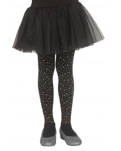 Black Rhinestone Opaque Tights - Child