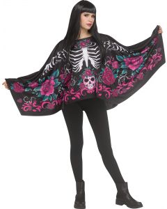 Sugar Skull Poncho - Adult